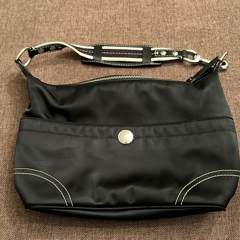 Coach Black nylon handbag with silver hardware